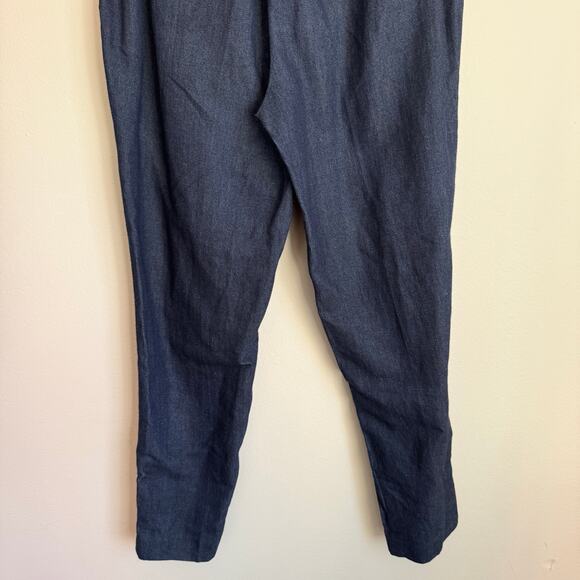 Loft Pants Size Medium Denim Paperbag Tie Elastic Waist Linen Lyocell Blend - Picture 4 of 11